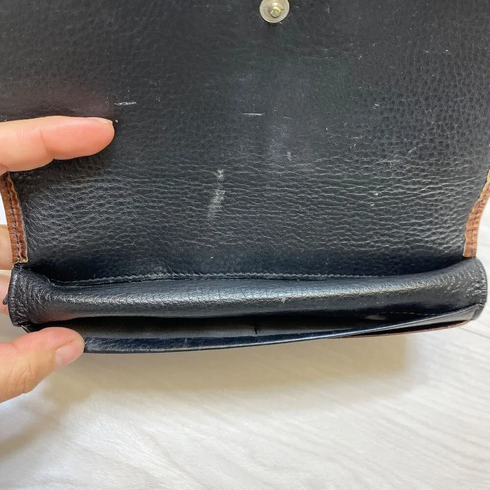 Vintage Brighton Two Toned Brown Black Leather‎ Wallet Billfold Trifold